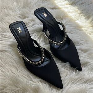 Zara Rhinestone Mules